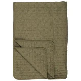 ib laursen Baumwoll-Quilt mit Kreuzstichen in oliv | Gr.: onesize