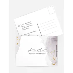 Antwortkarten für Ihre Feier selbst gestalten mit Spruch und Fotos im Onlinedesigner bei Meine-Kartenmanufaktur.de