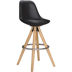 2er-Set Designer Barhocker | Leder | Schwarz | Gepolstert | Hotel Barhocker, Restaurant Barhocker