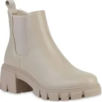 VAN HILL Damen Klassische Stiefeletten Blockabsatz Schuhe Profilsohle Booties