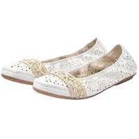 Rieker Ballerina RIEKER, Damen, Gr. 38 (5), weiß, Lederimitat, Schuhe Ballerina, Slipper, Flache Schuhe mit Rundum-Gummizug