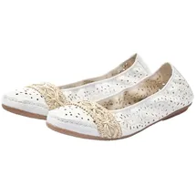 Rieker Ballerina RIEKER, Damen, Gr. 38 (5), weiß, Lederimitat, Schuhe Ballerina, Slipper, Flache Schuhe mit Rundum-Gummizug