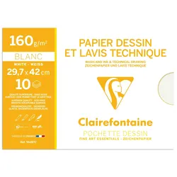 Clairefontaine 10x Lavis, Technisches Zeichenpapier A3, Packung mit 10 Bogen 160g - 96287C