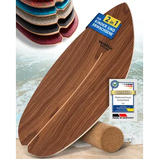 WAHU Balance Board - einzigartiges Board inkl. Rolle und Rocker Shape - Surf - Gleichgewichtstraining für Kinder und Erwachsene - Balance Board 100% Echtholz