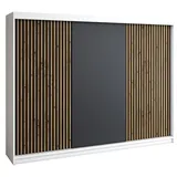 A&J MöbelLand Schwebetürenschrank IOSA 200 x 215 x 59,5 cm Weiß/Schwarz