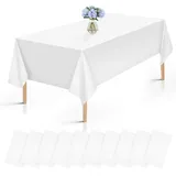 10 Stück Einweg Tischdecke Weiß, 137 x 274 cm Papiertischdecke Rolle, Wasserdicht Geburtstag Tischdecken, Kunststoff Rechteckige Tischabdeckung für Party Hochzeit Picknick Geburtstags