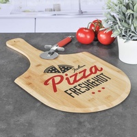 Spetebo Bambus Pizzabrett - Holz Pizzateller Pizza Schneidebrett Holzbrett Pizzaschieber