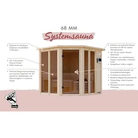 Karibu Sauna Airi Superior mit Eckeinstieg 68 mm Inkl. Dachkranz Ohne Ofen