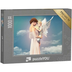 puzzleYOU Puzzle Puzzle 1000 Teile XXL „Porträt einer Frau mit einem Kind, Engel“, 1000 Puzzleteile, puzzleYOU-Kollektionen Engel