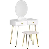Beliani Beliani, Schminktisch, Weiß, Gold, 82x137x40 cm, Schlafzimmer, Schminktische
