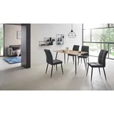 OTTO home Essgruppe OTTO HOME "Dino + Lima", grau (anthrazit, anthrazit, schwarz), B:140cm H:76cm T:80cm, Sitzmöbel-Sets, Essgruppe, Set, 5-tlg, Tisch in Eiche Optik und 4 Esszimmerstühlen