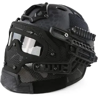 ACEXIER Schneller taktischer Helm Airsoft Paintball Schutzhelm Vollgesichtsmaske Brille Outdoor-Sport Jagd CS Spiel (TY)