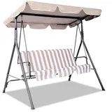 Ersatzdach Gartenschaukel Universal PASSEND Von 114x164cm Bis 185x249cm Hollywoodschaukel 3 Sitzer UV 50 Ersatz Bezug Sonnendach (185x249x18cm,Beige)