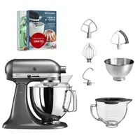 KitchenAid Artisan 5KSM175 Medallion Silber Glasset mit Glasschüssel