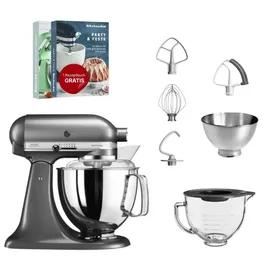 KitchenAid Artisan 5KSM175 Medallion Silber Glasset mit Glasschüssel