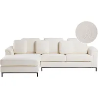 Beliani Ecksofa 4-Sitzer OSLO Bouclé Weiß rechtsseitig
