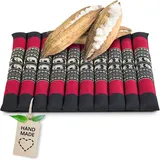 livasia Sitzkissen Stuhlauflage groß - 50x50x4,5cm - Bodenkissen gesteppt Indoor/Outdoor, Meditationskissen Yogakissen, Stuhlauflage Palettenmöbel, Steppkissen Stuhl und Bank (Schwarz/Elefanten)