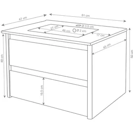 Mendler HWC-B19 Möbelwaschtisch 80 x 50 cm schwarz (57631)