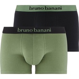 bruno banani Herren, Boxershorts, 2er Pack Flowing Baumwolle Dillgrün/Schwarz XXL (XX-Large)