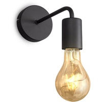 B.K.Licht Wandleuchte, 1 flammig-flammig, Wandlampe, 1 flammig, Vintage, Industrial-Design, Retro, Stahl, rund, schwarz