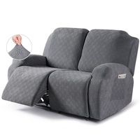 EXTLEZSA Relaxsessel Sesselbezug Stretchhusse, Stretch Relaxsofa Bezüge Samt Liegestuhlbezug 1/2/3 Sitzer Relaxsofa Schonbezüge mit Seitentasche, Relaxsessel bezüge Elastisch (Dunkelgrau,2 Sitzer)