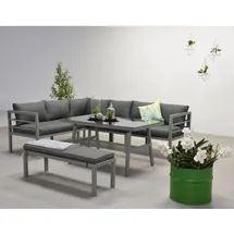 Garden Impressions Dining-ecklounge 'lakes', inkl. Sitzbank, Tisch und Kissen,arctic grey / reflex black,ohne Sessel,