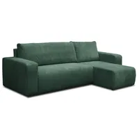 VENASI MÖBEL Ecksofa mit Schlaffunktion und Bettkasten Cord-Stofff, Luna L-Form Schlafsofa Eckcouch Sofa (Grün)