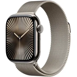 Apple Watch Series 10 GPS + Cellular 42 mm Titangehäuse natur Milanaise Loop natur