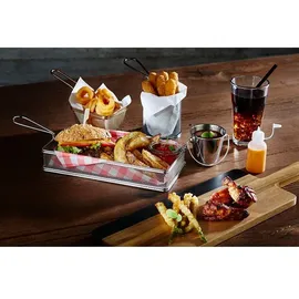 APS Servier-Frittierkorb 10 x 8.5 cm, H: 6.5 cm /// Edelstahl, Griff 9 cm /// -SNACKHOLDER- /// 40620 Miniature frying basket made of stainless steel, stainless steel,