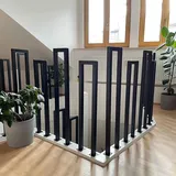 T-ZBDZ Treppengeländer U Form 90cm, Treppengeländer Innen U Förmig Schwarz, Geländer Außen Modern, Metall Handlauf Treppe, Treppenhandlauf Innen für Balkon Terrasse Veranda, Handlauf Geländer Aussen