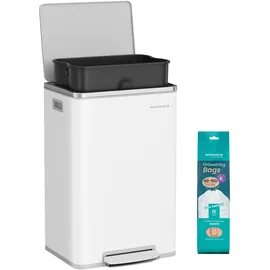 Songmics Mülleimer 50 l Wolkenweiß
