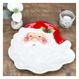 Mambocat 4x Gebäckteller Santa Servierplatte Kuchen Weihnachten Plätzchen Kekse 3D-Optik