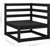 vidaXL 9-tlg. Garten-Lounge-Set mit Kissen Schwarz Massivholz Kiefer