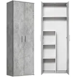 mokebo Besenschrank Grau Holzwerkstoff, 4 Fächer, 60x180x34 cm, Waschküche, Mehrzweckschränke