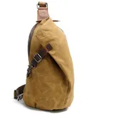 Neuleben Wasserdicht Schulterrucksack aus Canvas Vintage Unisex Herren Klein Sling Rucksack Schultertasche Umhängetasche Outdoor Sport Freizeit (Khaki)
