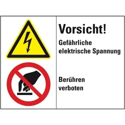 Aufkleber I Kombischild Vorsicht! Gefährliche Spannung..., Folie, 200x150mm, ISO 3864-2