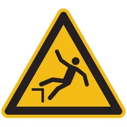 Warnschild, Warnung vor Absturzgefahr W008 - ASR A1.3 (DIN EN ISO 7010) - 200 mm Folie selbstklebend
