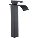 Wasserfallarmatur, Waschbeckenarmatur, Messing-Waschtischarmatur, hohe Einhebel-Mischbatterie, Warm- und Kaltwasser-Waschtischarmatur mit 2 Schläuchen