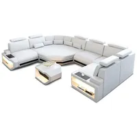 Sofa Dreams Wohnlandschaft, Weiß, Schwarz, Leder, Freiform, 352x93x280 cm, Wohnzimmer, Sofas & Couches, Wohnlandschaften, Wohnlandschaften in U-Form
