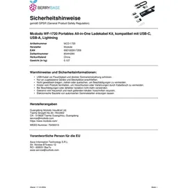 Mcdodo WF-1720 Portables All-in-One Ladekabel Kit, kompatibel mit USB-C, USB-A, Lightning