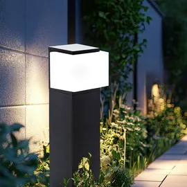 Nowa Außenleuchte Standlampe Außen Stehlampe anthrazit Wegeleuchte Aluminium Glas, 1x E27 Fassung, LxBxH 14x12x40 cm