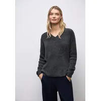 STREET ONE Damen, 3015650 Kuscheliger V-Neck Pullover, gravel Grey,