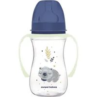 Canpol babies Sleepy Koala Easy Start Anti-Colic Bottle Blue 3m+ Anti-Kolik-Flasche mit leuchtenden Griffen 240 ml