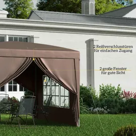 Outsunny Faltpavillon 3 x 3 m inkl. 4 Seitenteile Braun