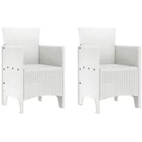VidaXL Gartenstuhl Set aus 2 Weiß Kunststoff-Rattan-Stil Standard -