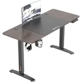 pro.tec Höhenverstellbarer Tisch Salinas 140 x 60 cm elektrisch Schreibtisch mit Memory Funktion Computertisch mit Getränkehalter Kopfhörerhaken Arbeitstisch bis 80 kg Aluminiumgestell Walnuss-Optik