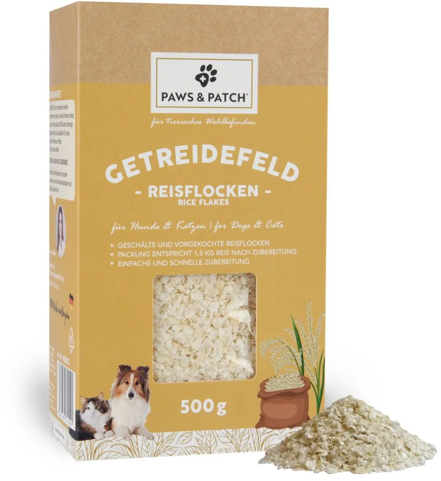 Paws & Patch Reisflocken für Hunde und Katzen Flocken 500 g