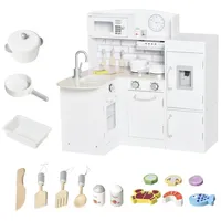 Homcom Kinderküche Spielküche mit elektronischem Wasserspender, Backofen, Weiß