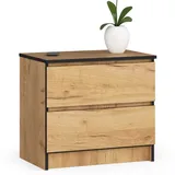 milord furniture Kommode K60 mit 2 Schubladen 60 x 55 x 40 cm Braun