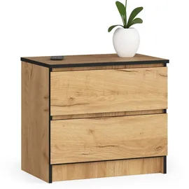 milord furniture Kommode K60 mit 2 Schubladen 60 x 55 x 40 cm Braun